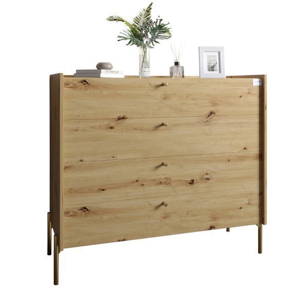 Комод с 4 ящиками LION Wood с золотыми ножками 100х90х45 см Дуб Артизан (LION-042964) LION-042964 фото