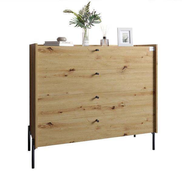 Комод с 4 ящиками LION Wood с черными ножками 100х90х45 см Дуб Артизан (LION-042978) LION-042978 фото
