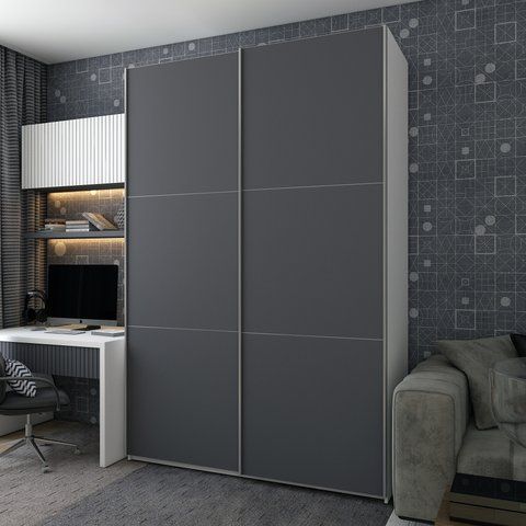 Шафа-купе двохдверна Doros G-Caiser 160х60х240 см Білий/Графіт (DRS-011017) DRS-011017 фото