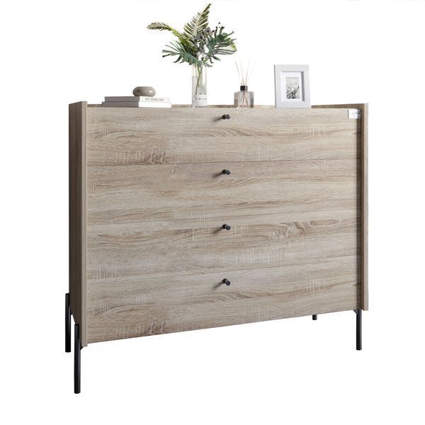Комод із 4 шухлядами LION Wood із чорними ніжками 100х90х45 см Дуб Сонома (LION-042980) LION-042980 фото