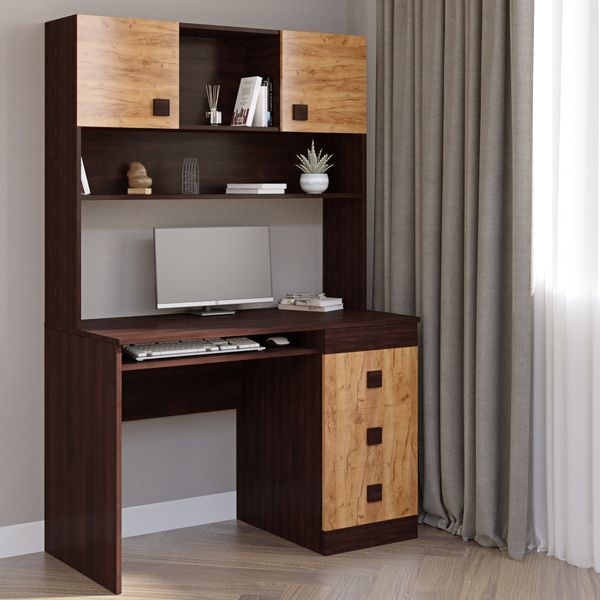 Письмовий стіл з надбудовою Еверест Соната венге темний + дуб крафт золотий (DTM-2627) DTM-2627 фото