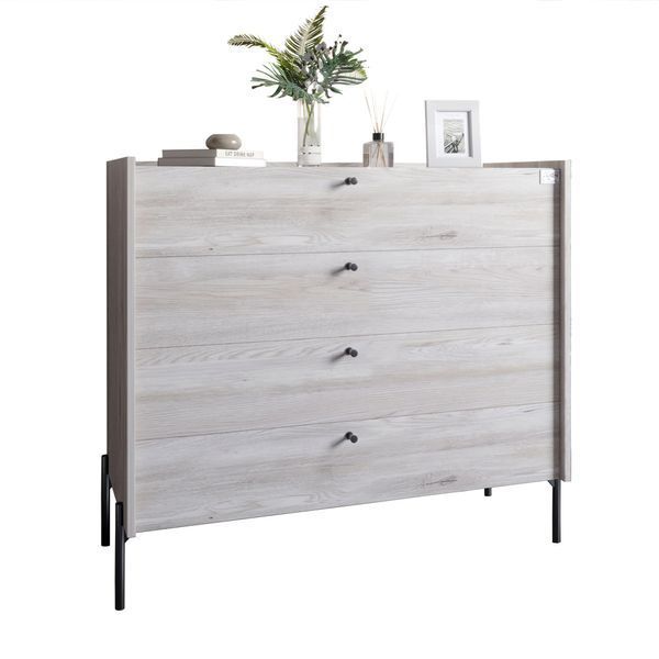 Комод с 4 ящиками LION Wood с черными ножками 100х90х45 см Самоа Дымчатый (LION-042985) LION-042985 фото