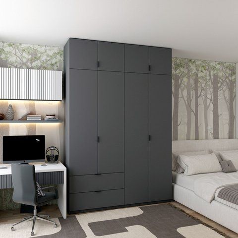 Шафа розпашна с антресолью Doros Лукас 160х50х240 см Графіт (DRS-011194) DRS-011194 фото