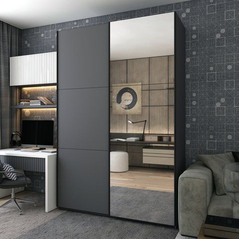 Шафа-купе двохдверна Doros G-Caiser 180х60х240 см Графіт/1 Дзеркало (DRS-011033) DRS-011033 фото