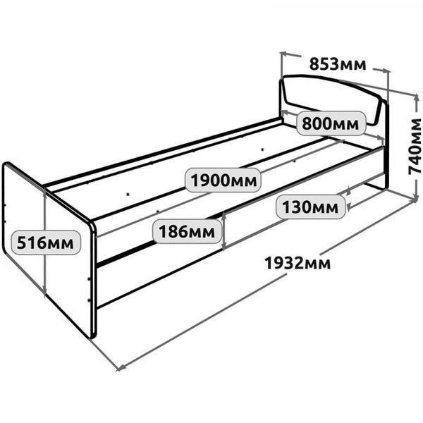 Односпальная кровать Эверест Астория-2 80х190 см Дуб сонома/Белый (DTM-073878) 00000098293 фото